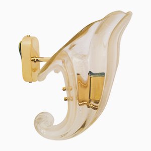 Cornucopia Wall Lamp in Gold Leaf & Murano Glass attributed to Murano for Manifattura Di Murano