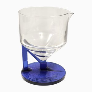 Pichet Postmoderne en Verre Bleu et Transparent, Italie, 1970s
