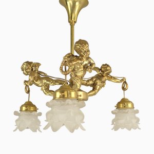 Lustre Antique avec 3 Putti, France, 1910s