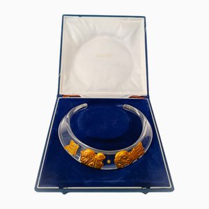 Vintage Mancadori Team Choker Halskette aus Acrylglas und Vergoldung