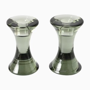 Danish Smoked Glass Candleholders by Per Lutken for Holmegaard, 1960s, Set of 2