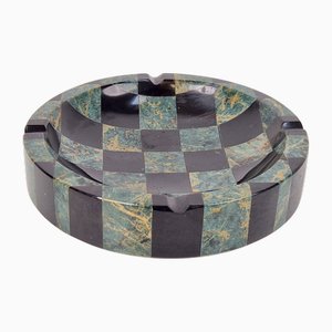 Checked Green and Black Marble Ashtray, Italy, 1970s