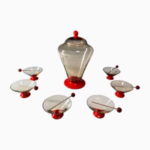 Set da liquore in vetro di Murano di Napoleone Martinuzzi per Venini, Italia, anni '30, set di 13