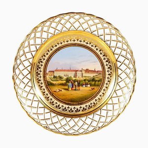 Viennese Imperial Porcelain Veduta Plate from K.K. Hofburg Á Vienne, 1818