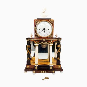 Viennese Empire Portal Clock with Caryatids and Gilded Fittings, 1810
