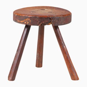 Vintage French Brutalist Tripod Stool, 1950s