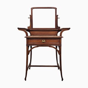 Art Nouveau Dressing or Vanity Table with Mirror in Walnut, 1890s