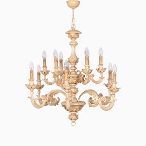 Vintage Neo-Classical Wooden Chandelier, 1970