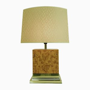 Burl Wood Table Lamp by Jean Claude Mahey, 1970s