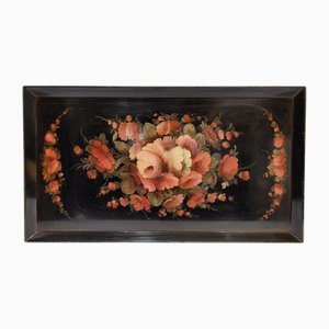 Bandeja con Flores Rosas y Peonías, Napoleon Iii, S. Xix France