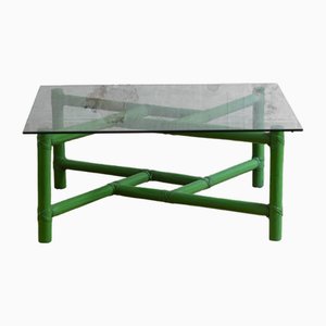 Mesa de centro cuadrada de bambú verde de McGuire, San Francisco, EE. UU., Años 70