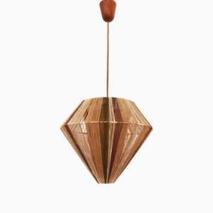 Lampe à Suspension Design Scandinave en Teck et Fil, 1960s