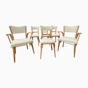 Birch Chairs with Bouclé Upholstery, 1960s, Set of 6
