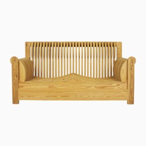 Sofá de dos plazas vintage de madera de Mario Ceroli, años 70