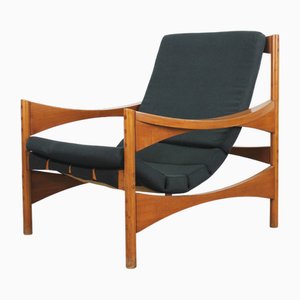 P 40 Chair in Walnut and Fabric by Franco Bettonica for Poltronova, 1960s