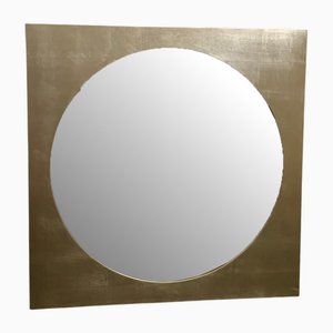 Large Space Age Mirror in Silver Leaf Finished Wood, 1970s