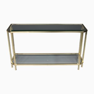 Vintage Brass and Glass Console Table, 1970s