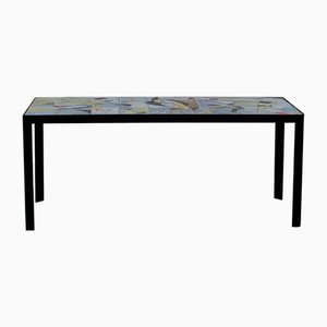 Table Basse en Fer avec Plateau en Carreaux de Céramique, 1970s