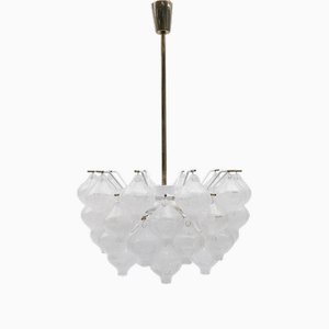 Large Ice Glass Chandelier by J.T. Kamlar Franken Kg, 1960s