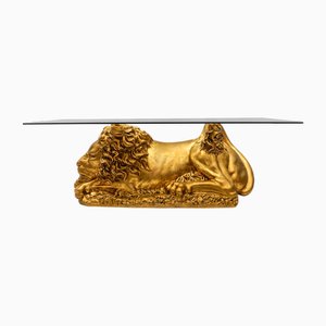 Mesa de centro Lion italiana vintage de cerámica hecha a mano, años 60