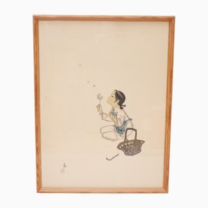 Wu Fan, Dandelion, Lithograph, 1959, Framed
