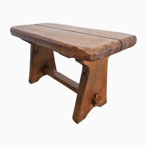 Table d'Appoint Rectangle Brutaliste en Chêne, France, 1950s