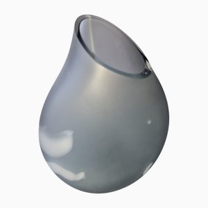 Vase en Verre de Murano Soufflé Satiné avec Veines Blanches, 2000s