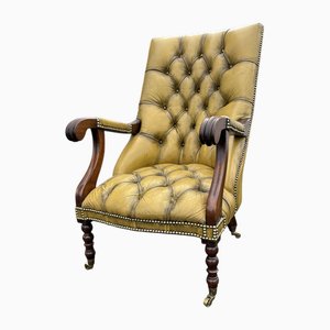 Victorian Style Leather Button-Back Armchair