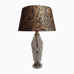 Vintage Table Lamp with Elaborately Cut Crystal Glass Base, 1970s