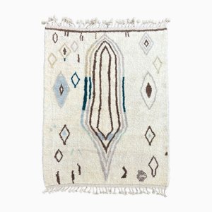 Moroccan Rug with Tribal Diamond Motifs Cream and Earth Tones, 1990s