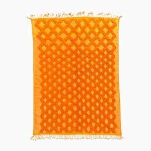 Bright Orange Moroccan Rug with Diamond Textured Pattern, 1990s