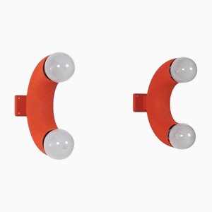 Red Wall Lights by Bag Turgi, Switzerland, 1970s, Set of 2