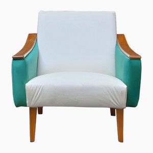 GSinuous Armlehnstuhl aus Weißem & Grünem Stoff von Tito Agnoli, 1960er