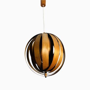Lámpara colgante Mid-Century de madera atribuida a Hans-Agne Jakobsson para AB Markaryd, Suecia, años 60