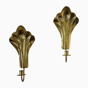 Brass Arvika Wall Candlesticks by Lars Holmström, Sweden, 1960s, Set of 2