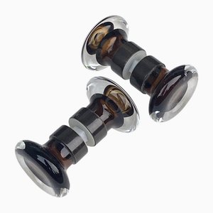 Small Murano Glass and Chrome Double Door Handles, 1970s, Set of 2