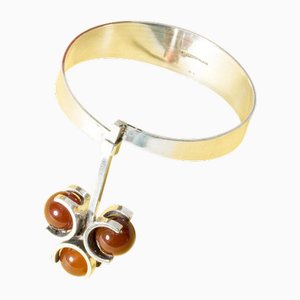 Modernist Silver and Carnelian Bracelet by Elis Kauppi, 1960s