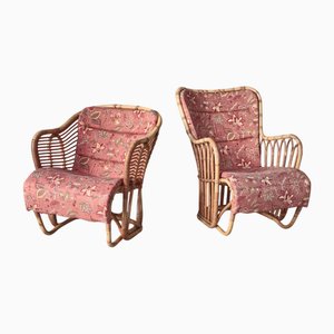 Moderne skandinavische Rattan Sessel von Tove Lindt-Larsen bei Wengler, 1940er, 2er Set