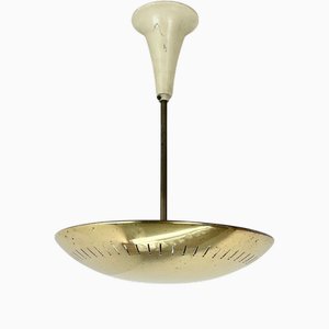 Plafonnier Rond en Laiton dans le style de Gino Sarfatti, Italie, 1950s