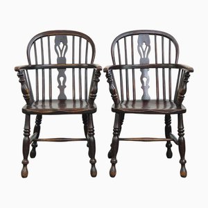 Set of English Lowback Windsor Dining Chairs