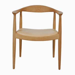 The Chair in Oak and Natural Leather by Hans Wegner, 2000s