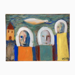 William Skotte Olsen, Figurative Composition, Oil on Panel