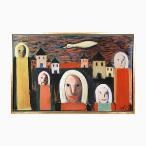 William Skotte Olsen, Figurative Composition, Oil on Panel
