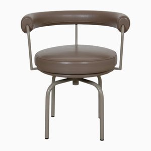 Lc-7 Chair in Grey Leather by Le Corbusier, 2000s