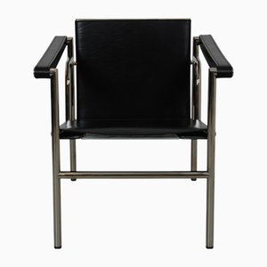 Lc-1 Chair in Black Leather by Le Corbusier