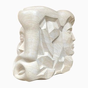 Art Deco Style Face Sculpture by Lucien Begliomini, 1970s