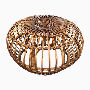 Vintage Rattan Foot Stool attributed to Franco Albini, 1970s