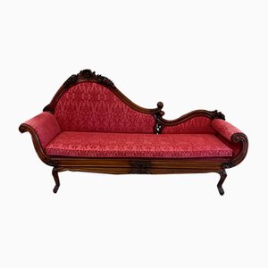 Antique Victorian Carved Mahogany Chaise Lounge, 1860