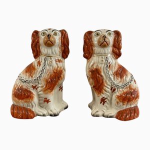 Antique Victorian Seated Spaniels, 1880, Set of 2