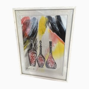 Sage Vernis / Gino Falzon, Natura morta, anni '70, acrilico e carta, con cornice